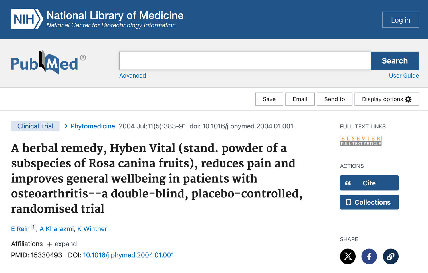 2004 臨床試驗 可減輕骨關節炎患者疼痛並改善總體健康狀況